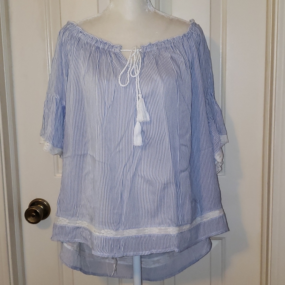 NWOT American Eagle Tie Neck Off Shoulder Top